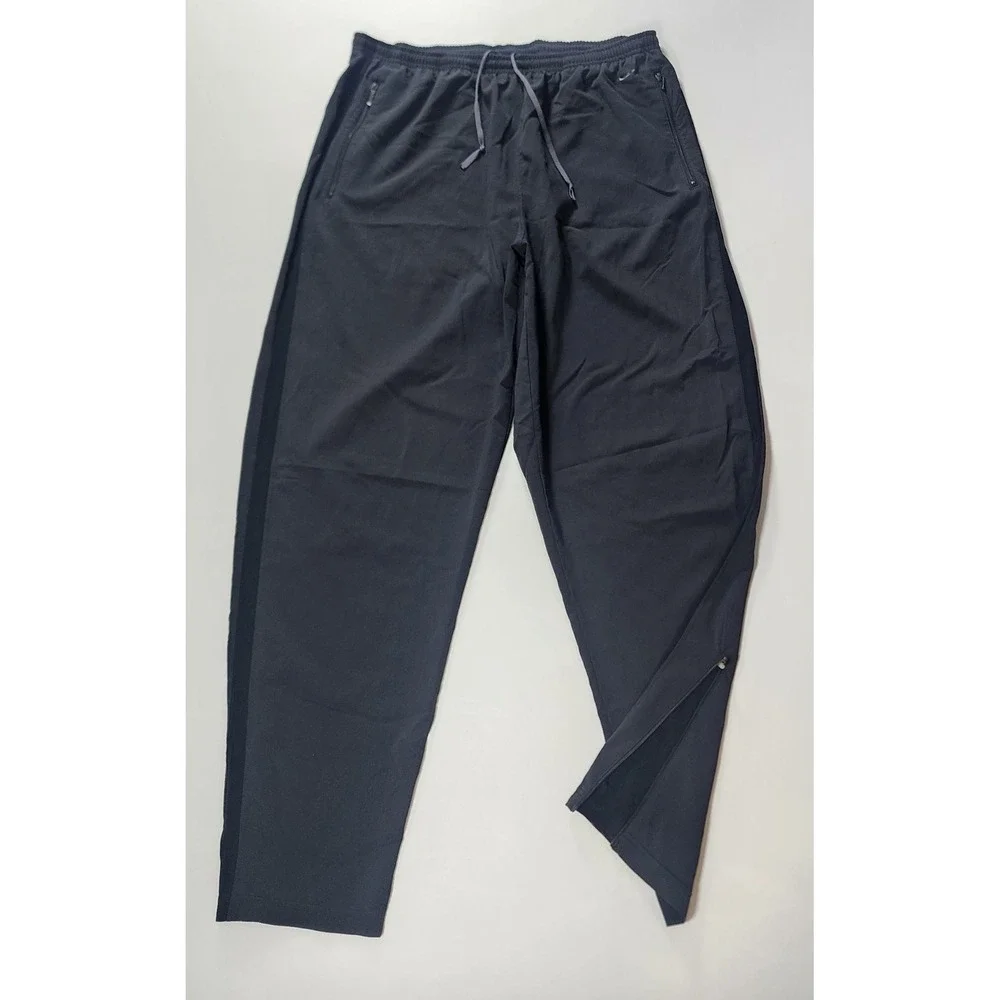 Nike Windbreaker Pants Mens Large Black Lightweight Zipper Ankle Nylon Vintage